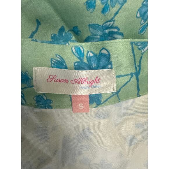 Susan Albright Huntington Green adn Teal Floral Dress Sz S - Picture 4 of 4